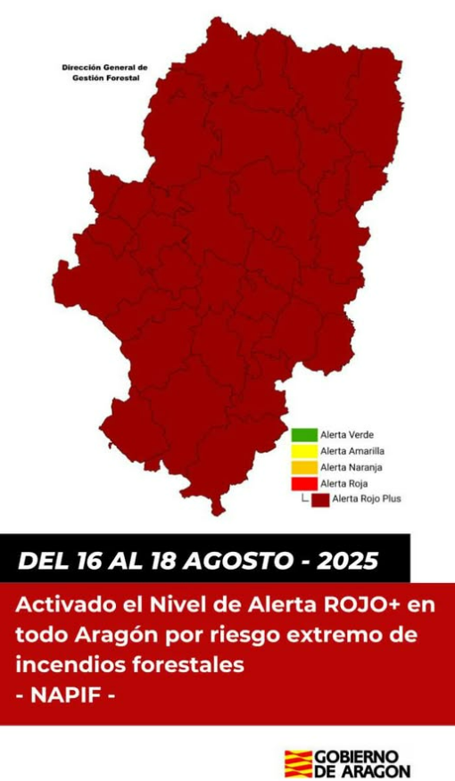 Imagen Alerta máxima por incendio en toda la Comunidad Autónoma de Aragón