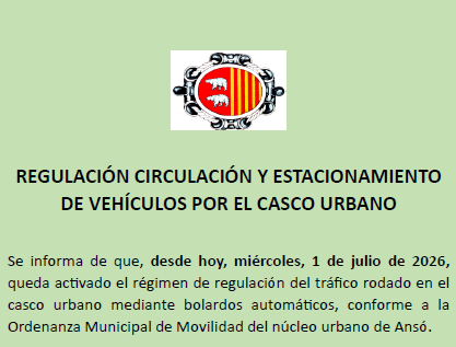 Imagen Regulación de la circulación y aparcamiento en Ansó