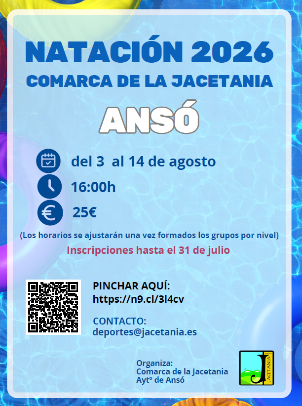 Imagen Curso de natación en agosto en Ansó.
